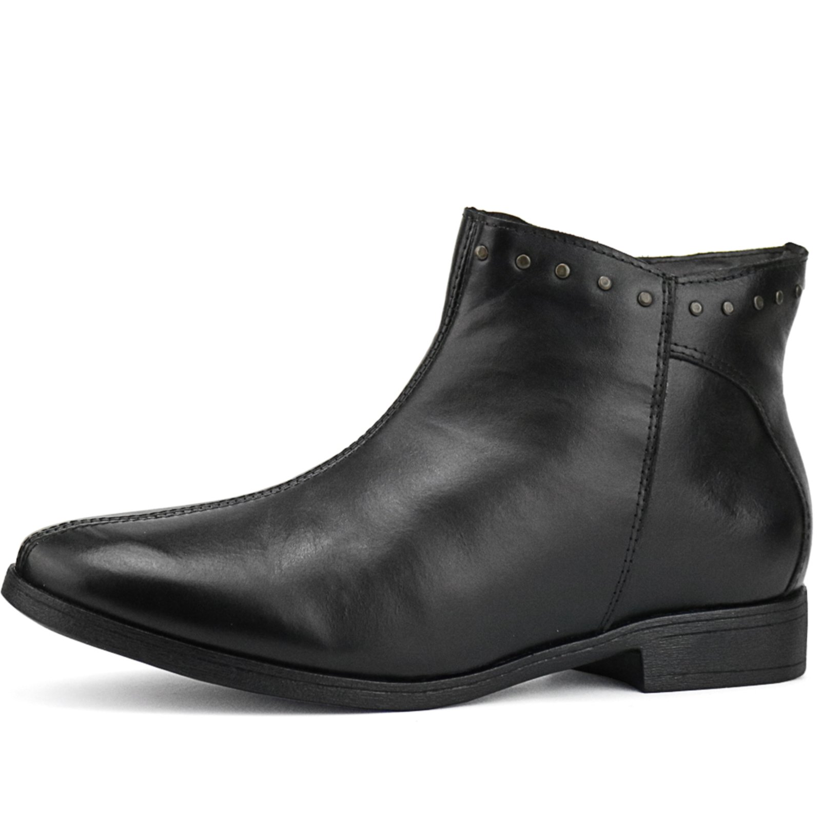 bota couro cano curto salto baixo