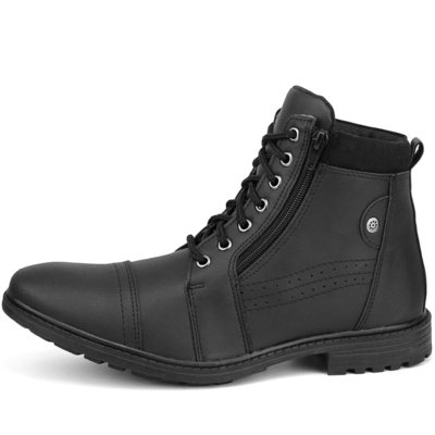 Bota Coturno Casual com Zíper SapatoFran Perfuros Lançamento Preto Menor preço em Bota Coturno Casual com Zíper SapatoFran Perfuros Lançamento Preto
