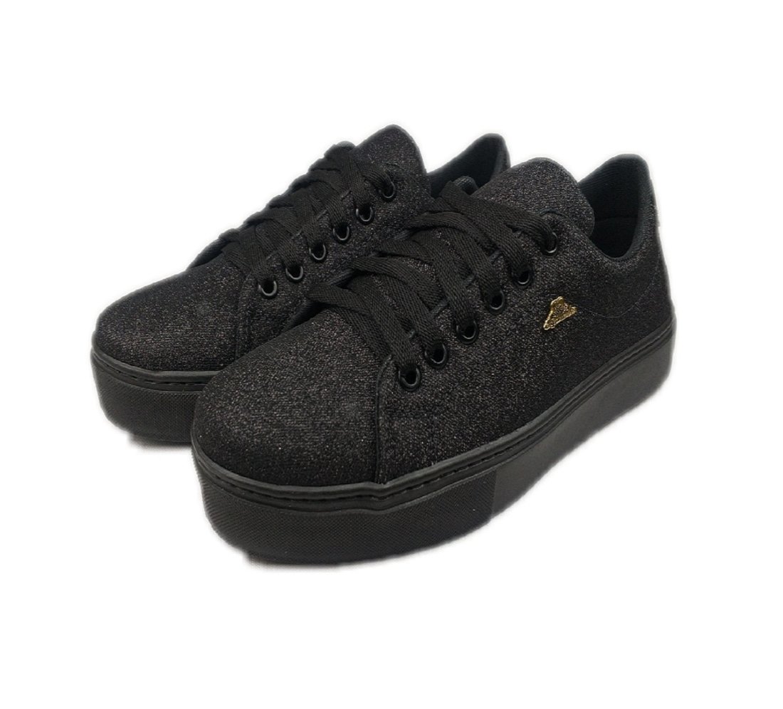 Casual Tênis DAFITI SHOES Glitter Preto - Compre Agora