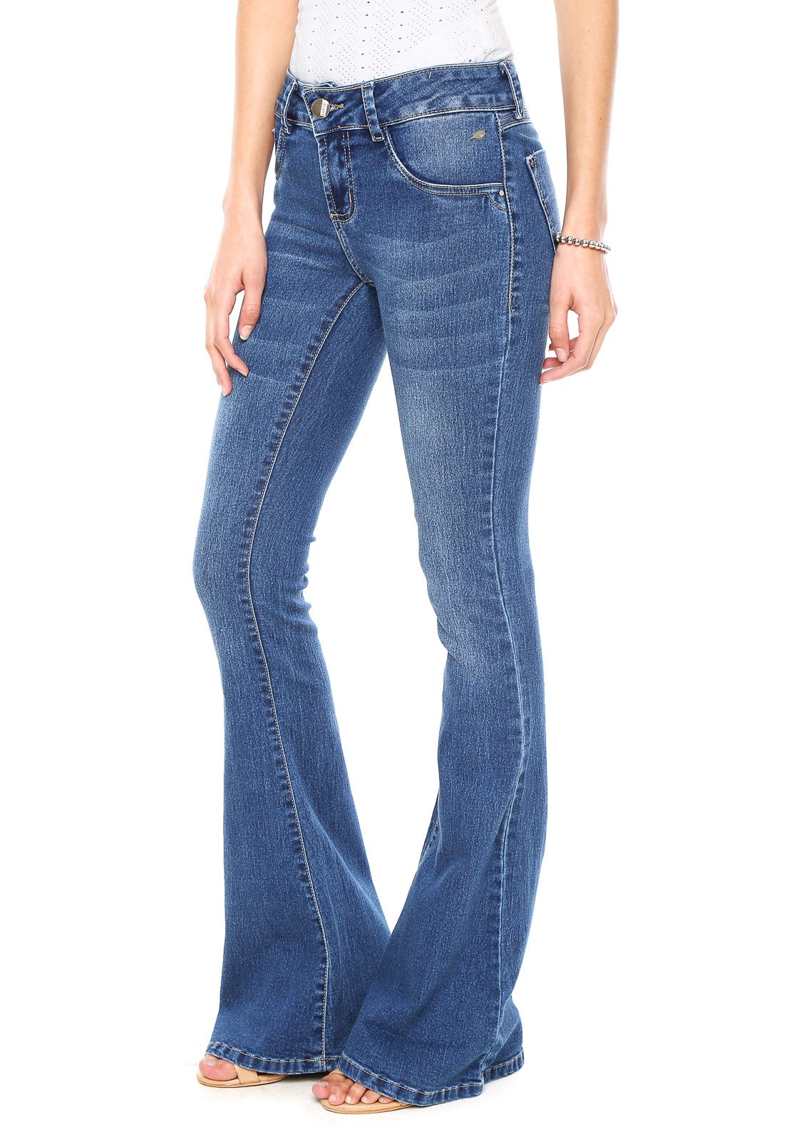 calça flare jeans sawary