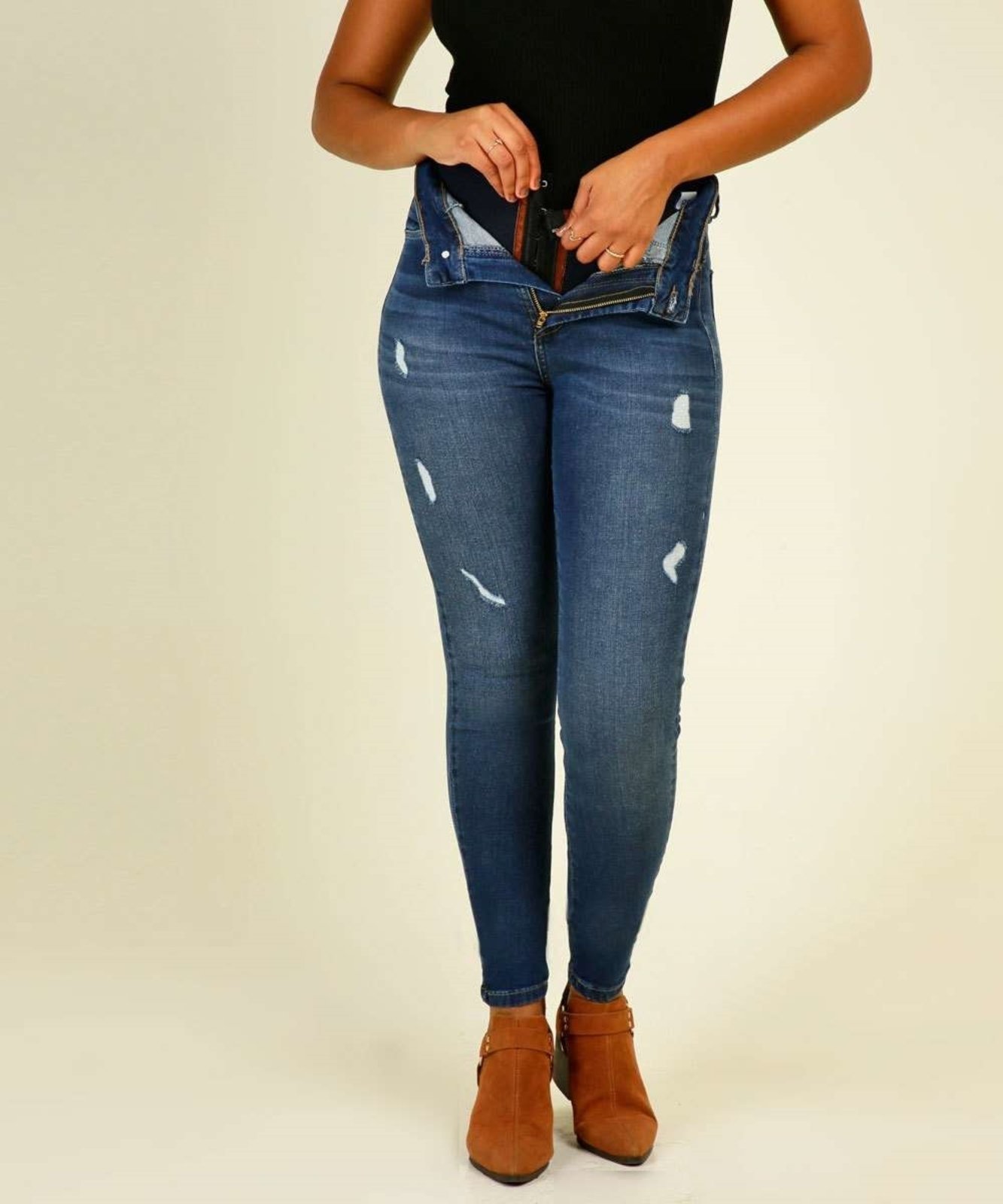 Calça jeans feminina super sales lipo sawary cintura super alta