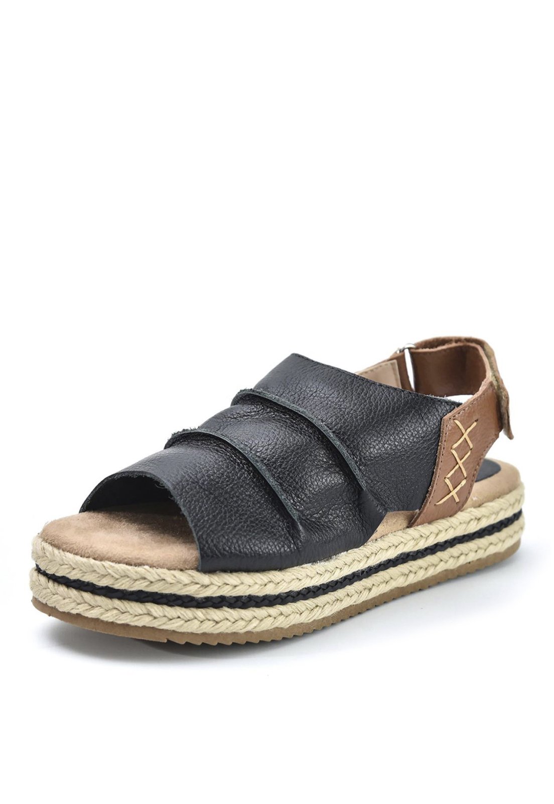 sandalia flatform couro