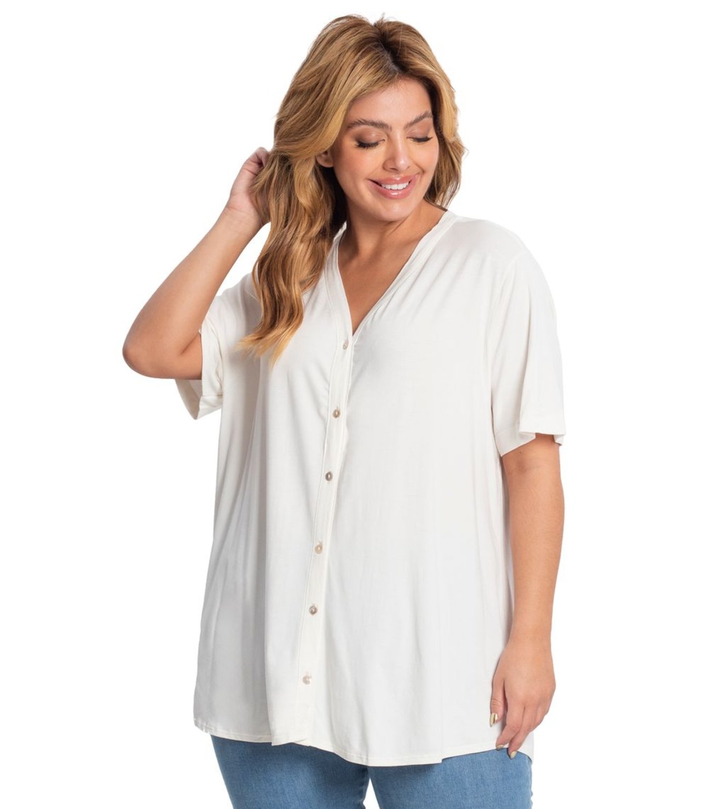 Camisa alongada feminina plus sales size