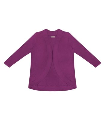 Cardigan Plus Size Em Ribana Canelada Secret Glam Roxo