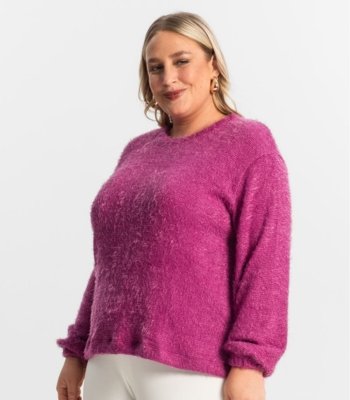Moletom Feminino Plus Size Secret Glam Roxo