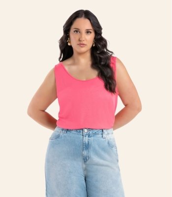 Regata Feminina Em Ribana Plus Size Secret Glam Rosa