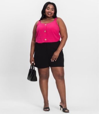 Regata Feminina Plus Size Secret Glam Rosa