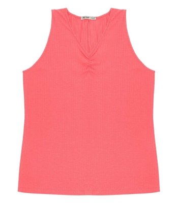 Regata Plus Size Em Ribana Canelada Secret Glam Rosa