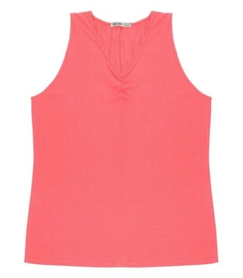 Regata Plus Size Em Ribana Canelada Secret Glam Rosa