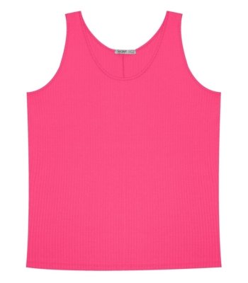 Regata Plus Size Em Ribana Canelada Secret Glam Rosa
