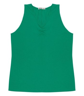 Regata Plus Size Em Ribana Canelada Secret Glam Verde