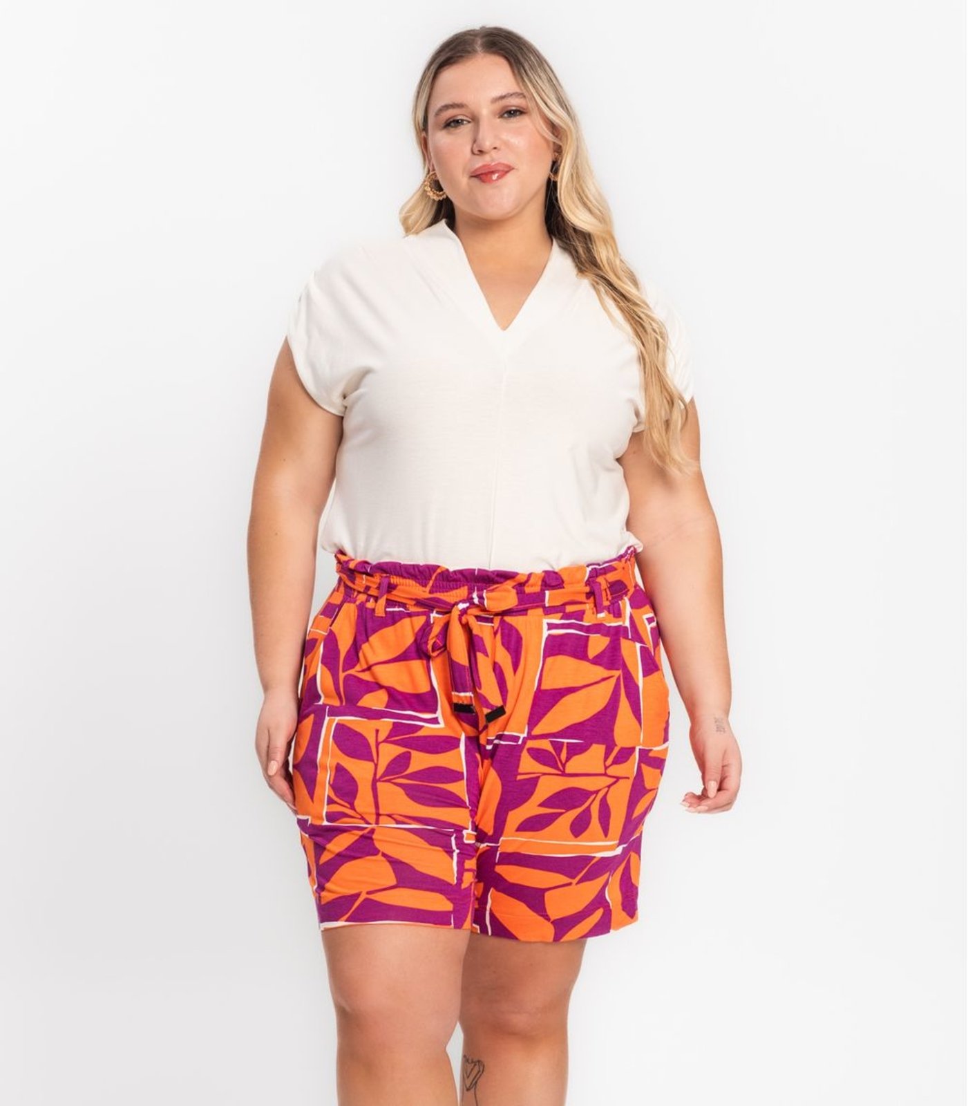 Shorts Feminino Plus Size Estampado Secret Glam Roxo - Compre