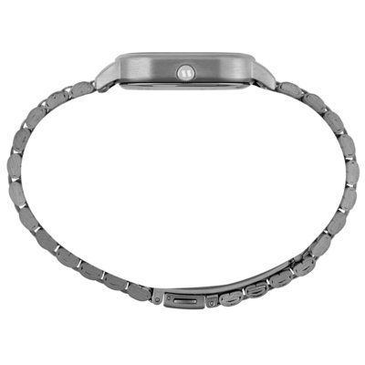 Relógio Feminino Seculus Quadrado Prata Mostrador Azul Seculus