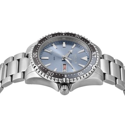 Relógio Masculino Automático Prata Mostrador Azul Seculus