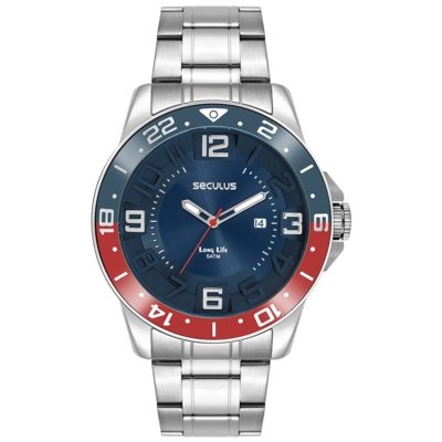 Relógio Seculus Masculino Bicolor Calendário e Bezel Seculus