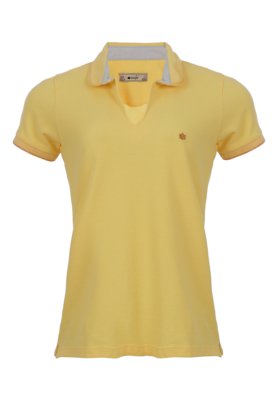 camisa polo amarela feminina
