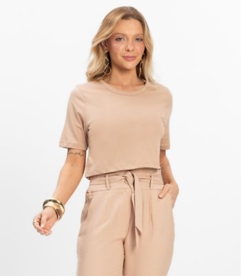 Blusa Cropped Básico Select Marrom