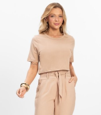 Blusa Cropped Básico Select Marrom