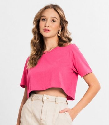 Blusa Cropped Básico Select Rosa