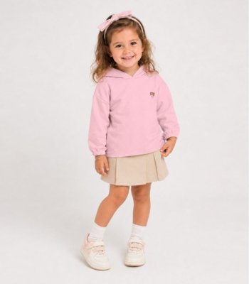 Blusão Com Capuz Infantil Feminino Moletom Select Rosa