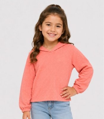 Blusão Com Capuz Menina Infantil Select Rosa