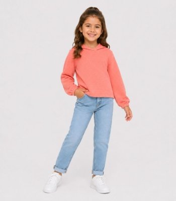 Blusão Com Capuz Menina Infantil Select Rosa