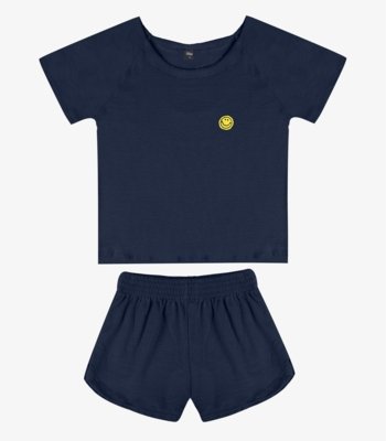Conjunto Blusa Com Shorts Infantil Select Azul