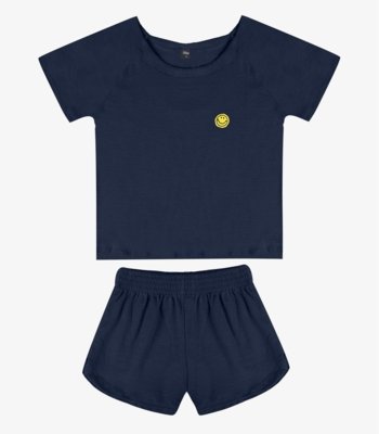 Conjunto Blusa Com Shorts Infantil Select Azul