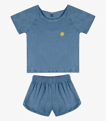 Conjunto Blusa Com Shorts Infantil Select Azul