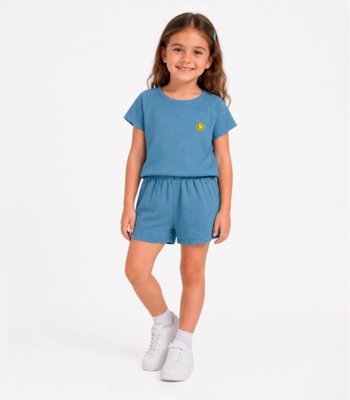 Conjunto Blusa Com Shorts Infantil Select Azul