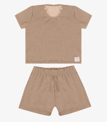 Conjunto Blusa Com Shorts Infantil Select Marrom
