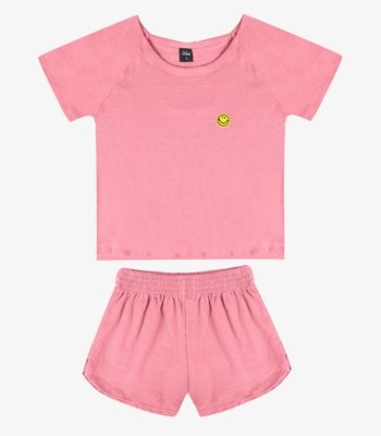 Conjunto Blusa Com Shorts Infantil Select Rosa
