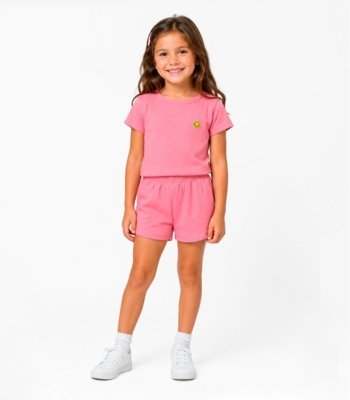 Conjunto Blusa Com Shorts Infantil Select Rosa