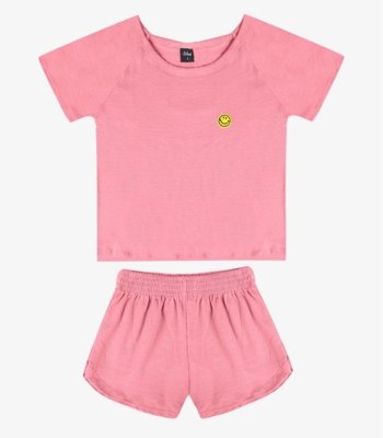 Conjunto Blusa Com Shorts Infantil Select Rosa
