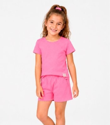 Conjunto Blusa Com Shorts Infantil Select Rosa