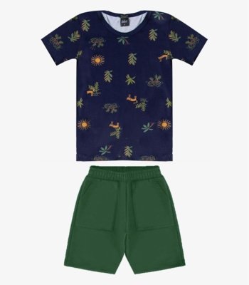 Conjunto Camiseta Com Bermuda Infantil Select Azul