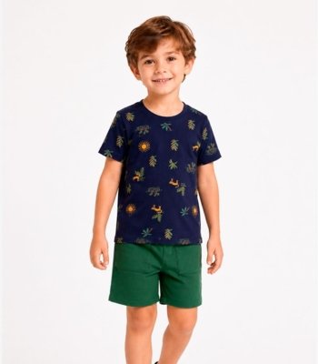 Conjunto Camiseta Com Bermuda Infantil Select Azul
