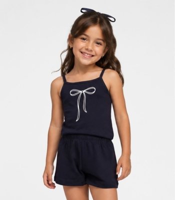 Conjunto Feminino Infantil Regata E Short Select Azul