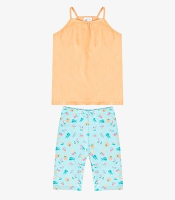 Conjunto Infantil Blusa de Alça e Ciclista Select Laranja