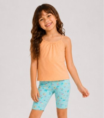Conjunto Infantil Blusa de Alça e Ciclista Select Laranja