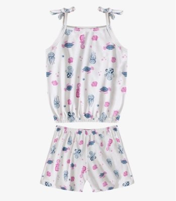 Conjunto Infantil Blusa de Alça e Short Select Bege