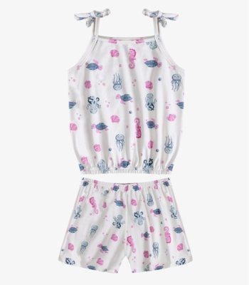 Conjunto Infantil Blusa de Alça e Short Select Bege