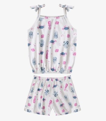 Conjunto Infantil Blusa de Alça e Short Select Bege