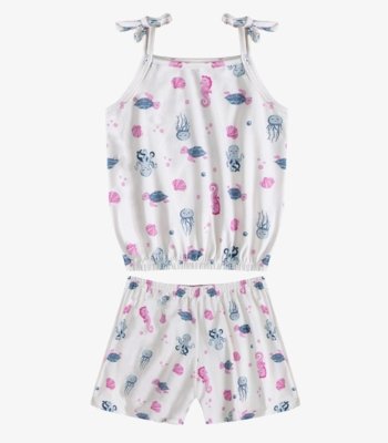 Conjunto Infantil Blusa de Alça e Short Select Bege