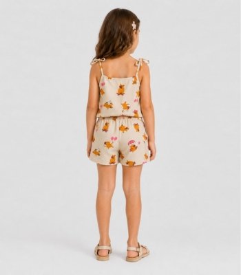 Conjunto Infantil Blusa de Alça e Short Select Bege