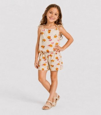 Conjunto Infantil Blusa de Alça e Short Select Bege