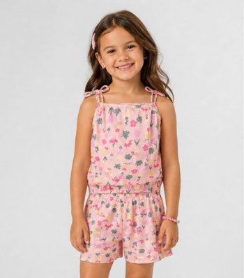 Conjunto Infantil Blusa de Alça e Short Select Rosa