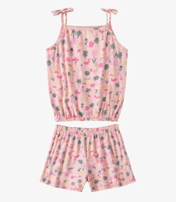 Conjunto Infantil Blusa de Alça e Short Select Rosa