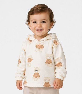 Conjunto Infantil Blusão Com Capuz E Calça Select Bege