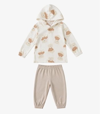 Conjunto Infantil Blusão Com Capuz E Calça Select Bege